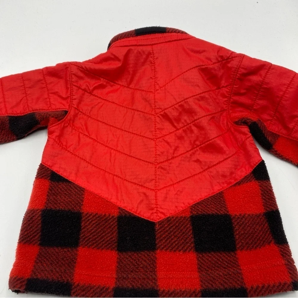 Columbia Plaid Fleece Jacket Girls Boys Size 6-12 months Red And Black Full Zip